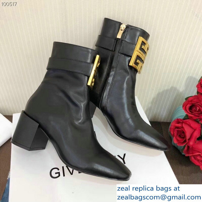 Givenchy Heel 5cm 4G Square-Toe Ankle Boots Black 2018