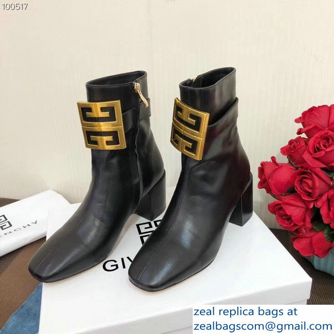 Givenchy Heel 5cm 4G Square-Toe Ankle Boots Black 2018