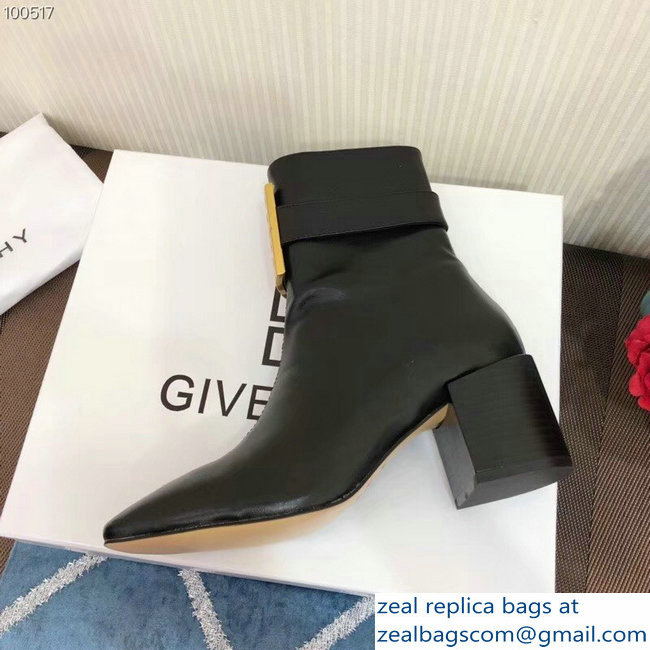 Givenchy Heel 5cm 4G Square-Toe Ankle Boots Black 2018