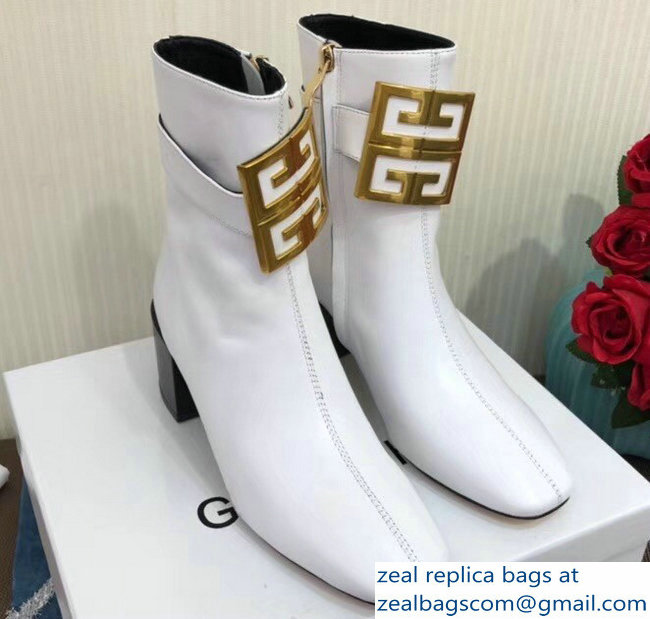 Givenchy Heel 5cm 4G Square-Toe Ankle Boots White 2018 - Click Image to Close