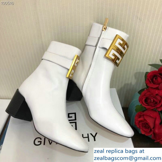 Givenchy Heel 5cm 4G Square-Toe Ankle Boots White 2018 - Click Image to Close