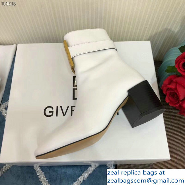 Givenchy Heel 5cm 4G Square-Toe Ankle Boots White 2018