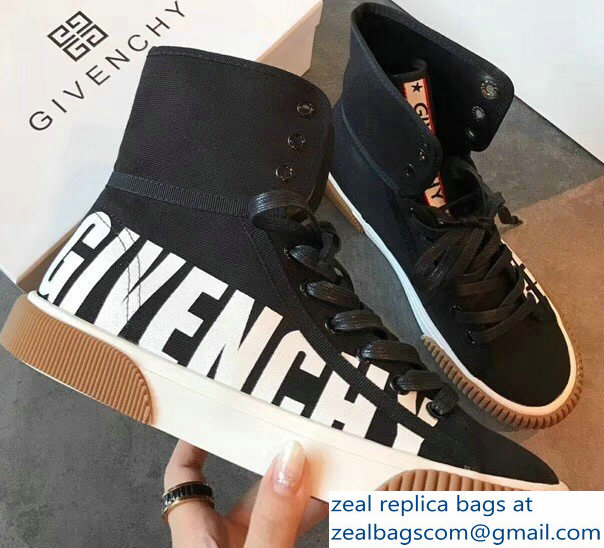 Givenchy Logo Print High-Top Lace-Up Boxing Sneakers Black 2018