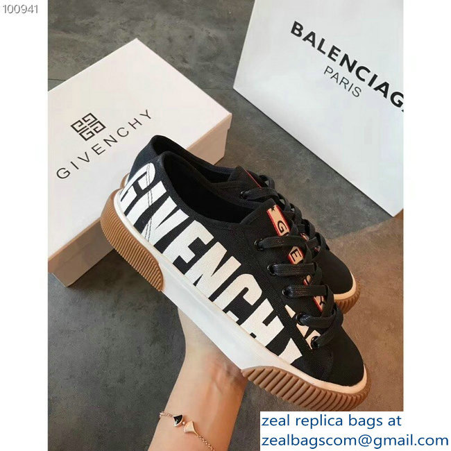 Givenchy Logo Print Low-Top Lace-Up Boxing Sneakers Black 2018