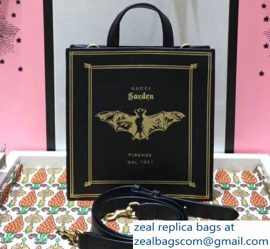 Gucci Bat Garden Tote Bag 513909 Black 2018 - Click Image to Close