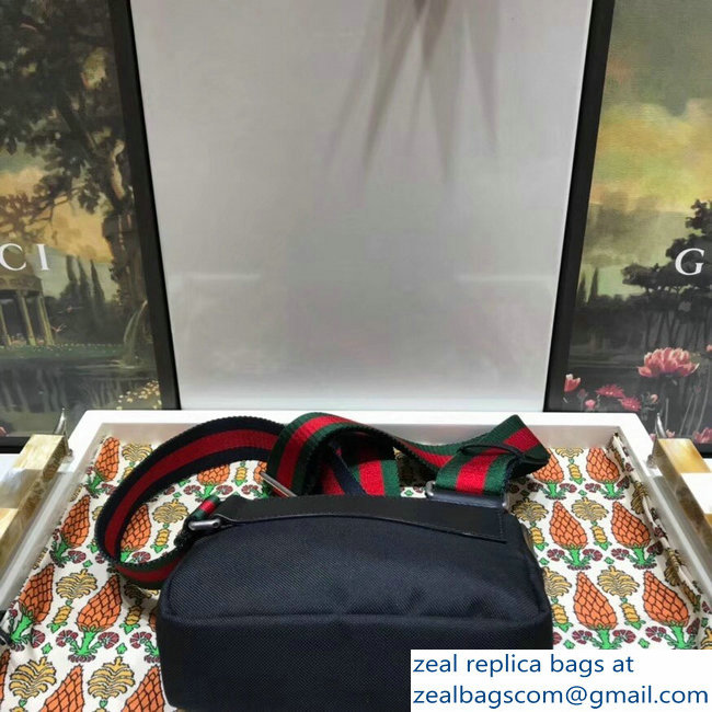 Gucci Black Canvas Shoulder Bag with Embroidered Panther Face 523323 2018 - Click Image to Close