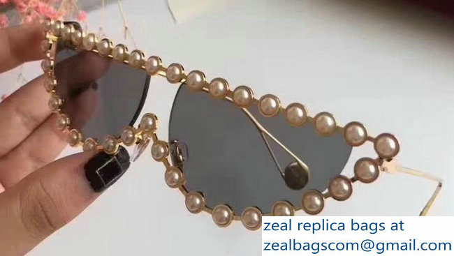 Gucci Cat Eye Metal Sunglasses With Pearls 01 2018
