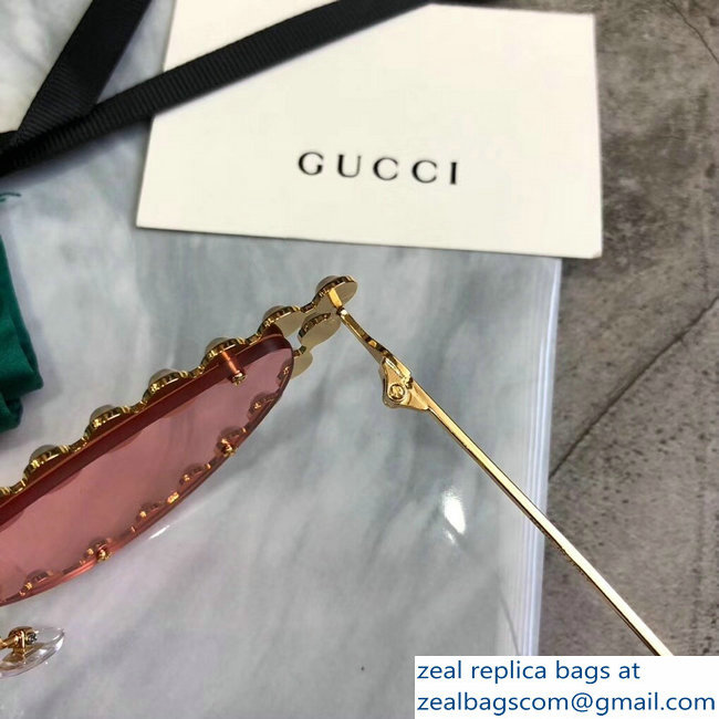 Gucci Cat Eye Metal Sunglasses With Pearls 04 2018