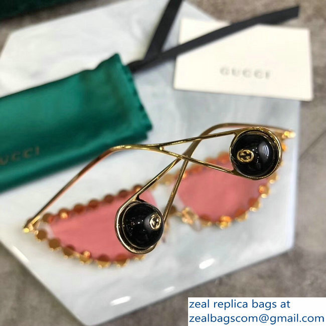 Gucci Cat Eye Metal Sunglasses With Pearls 04 2018 - Click Image to Close