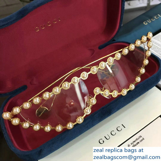 Gucci Cat Eye Metal Sunglasses With Pearls 05 2018 - Click Image to Close