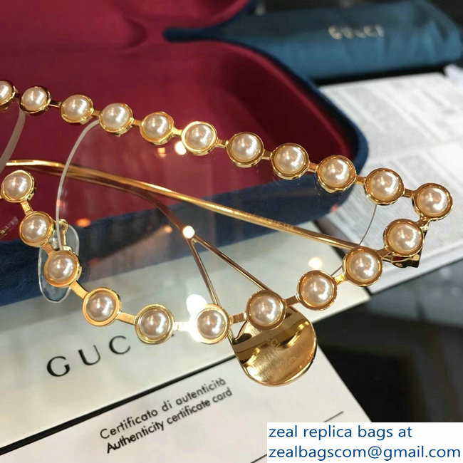 Gucci Cat Eye Metal Sunglasses With Pearls 05 2018 - Click Image to Close