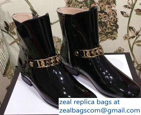 Gucci Chain Leather Boots Black 2018