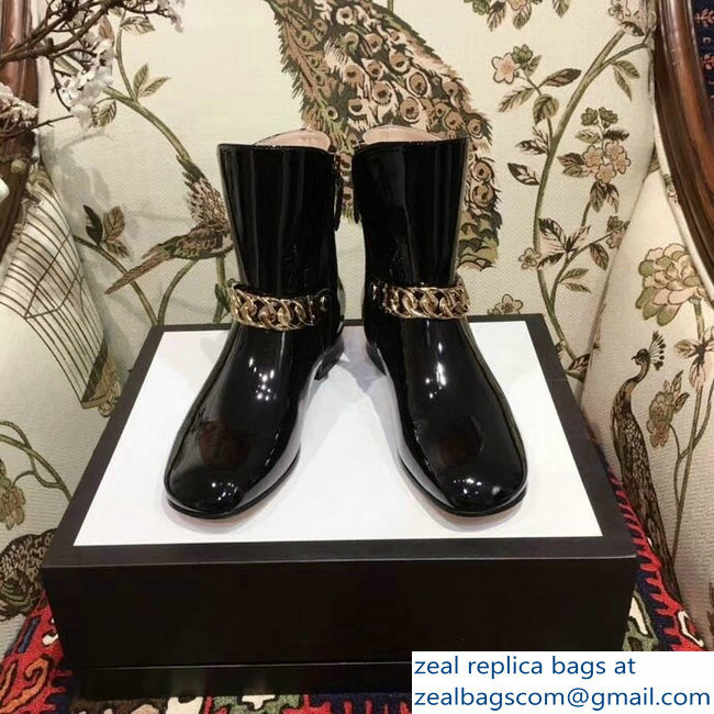 Gucci Chain Leather Boots Black 2018