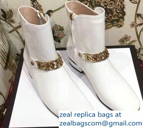Gucci Chain Leather Boots White 2018 - Click Image to Close