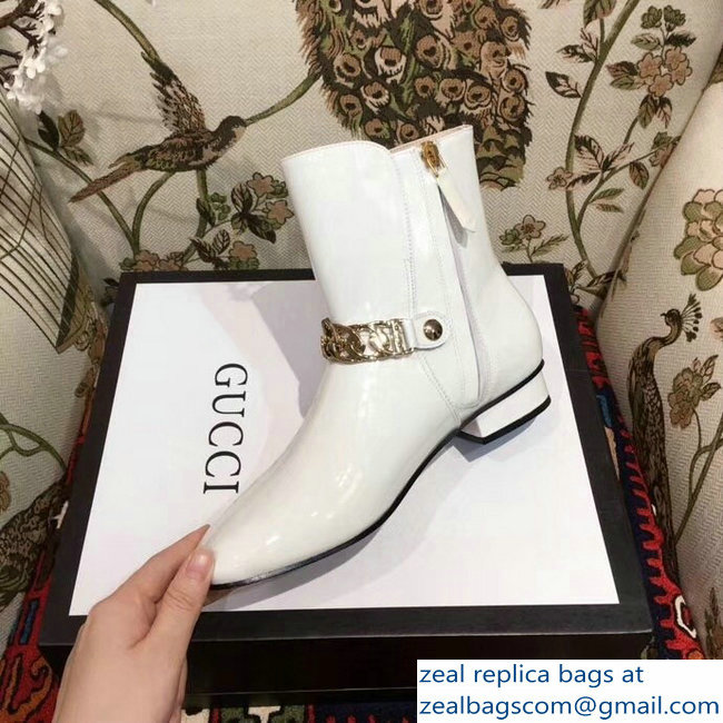 Gucci Chain Leather Boots White 2018 - Click Image to Close