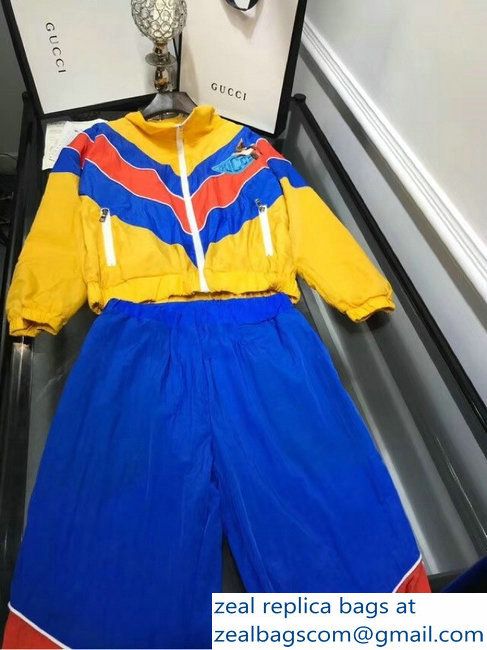 Gucci Chevron Blue/Red Yellow Jacket and Pants Suit 2018 - Click Image to Close