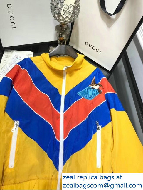 Gucci Chevron Blue/Red Yellow Jacket and Pants Suit 2018 - Click Image to Close