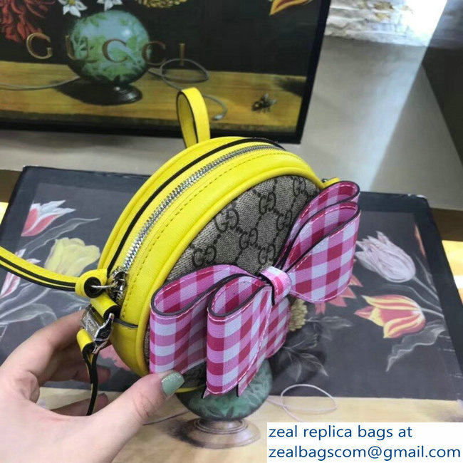 Gucci Children Check Pink Bow GG Messenger Bag 478294 2018