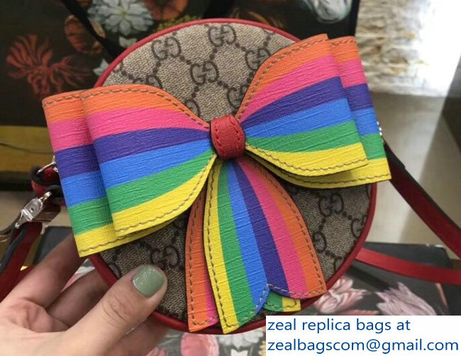 Gucci Children Multicolor rainbow Bow GG Messenger Bag 478294 2018 - Click Image to Close