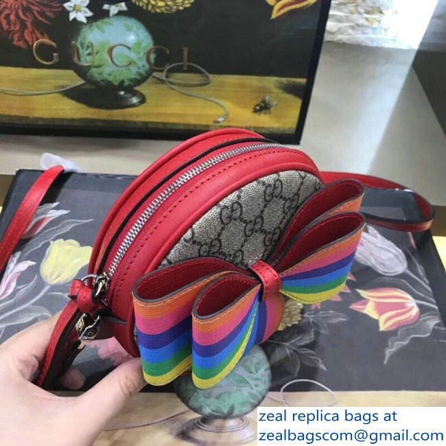 Gucci Children Multicolor rainbow Bow GG Messenger Bag 478294 2018 - Click Image to Close