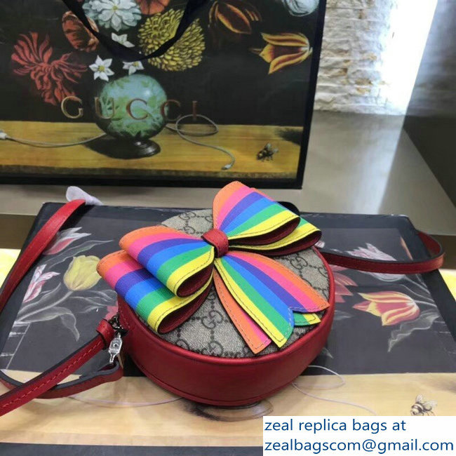 Gucci Children Multicolor rainbow Bow GG Messenger Bag 478294 2018 - Click Image to Close