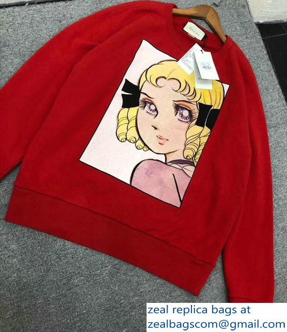 Gucci Cotton Sweatshirt With Manga Print 539088 Red 2018 - Click Image to Close