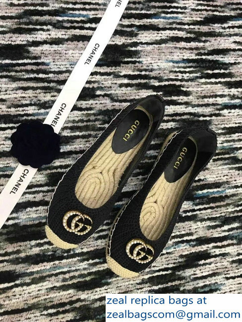 Gucci Crochet Espadrilles 524974 Black 2018 - Click Image to Close