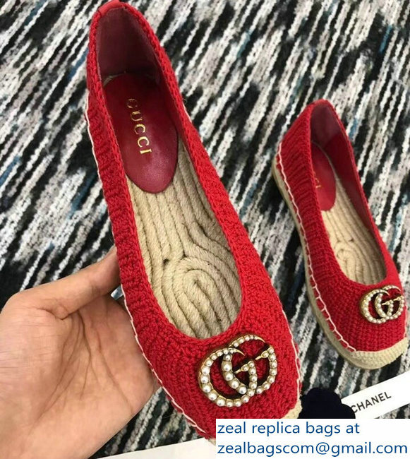 Gucci Crochet Espadrilles 524974 Red 2018 - Click Image to Close