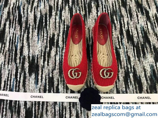 Gucci Crochet Espadrilles 524974 Red 2018 - Click Image to Close