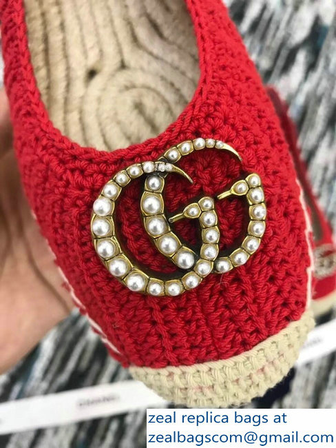 Gucci Crochet Espadrilles 524974 Red 2018 - Click Image to Close