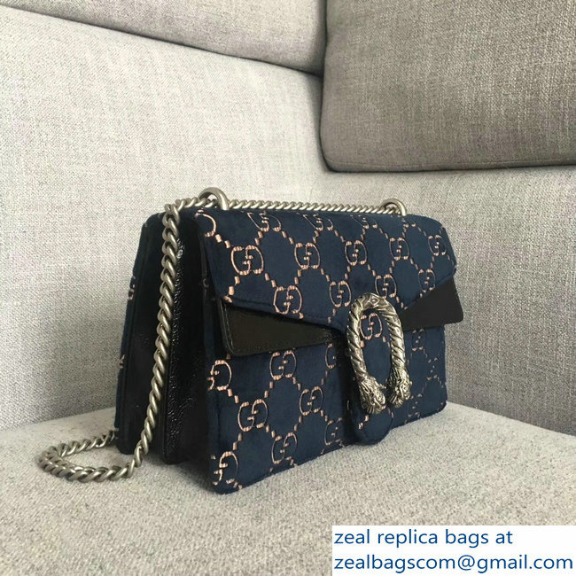 Gucci Dionysus GG Velvet Small Shoulder Bag 400249 Blue 2018