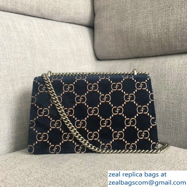 Gucci Dionysus GG Velvet Small Shoulder Bag 400249 Blue 2018 - Click Image to Close