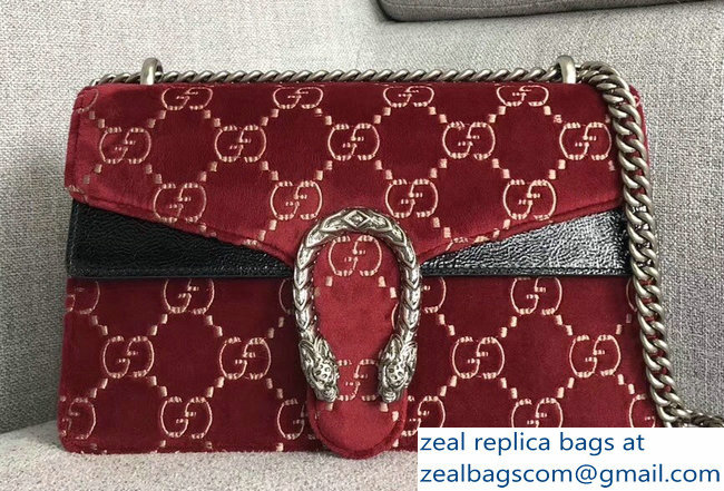 Gucci Dionysus GG Velvet Small Shoulder Bag 400249 Red 2018 - Click Image to Close