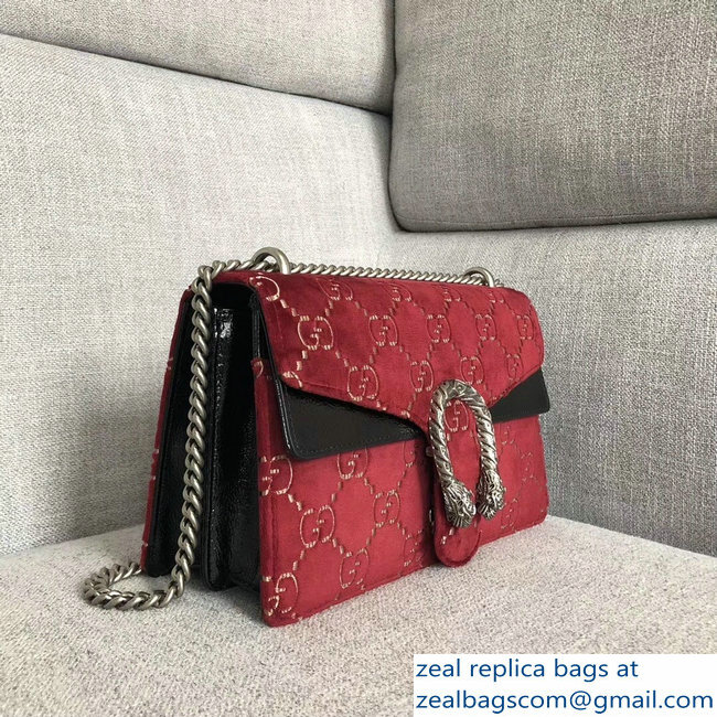 Gucci Dionysus GG Velvet Small Shoulder Bag 400249 Red 2018
