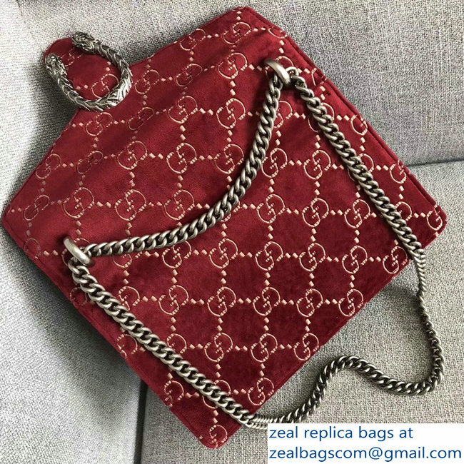 Gucci Dionysus GG Velvet Small Shoulder Bag 400249 Red 2018