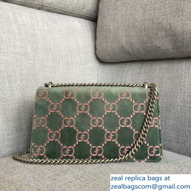 Gucci Dionysus GG Velvet Small Shoulder Bag 499623 Green 2018