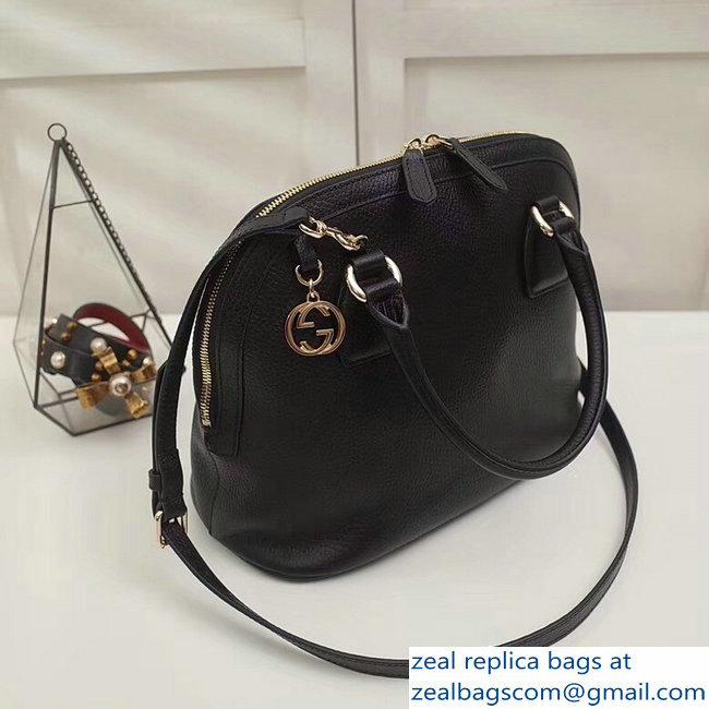 Gucci Dome Interlocking G Charm Convertible Medium Cross Body Bag 449662 Black