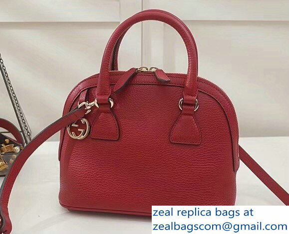 Gucci Dome Interlocking G Charm Convertible Mini Cross Body Bag 449661 Red - Click Image to Close