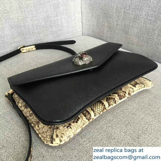 Gucci Double G And Feline Head With Crystals Medium Double Shoulder Bag 524822 Python 2018 - Click Image to Close