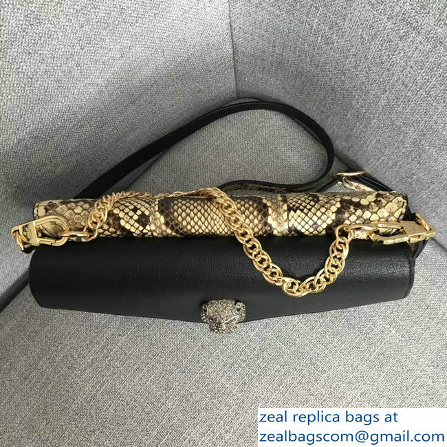 Gucci Double G And Feline Head With Crystals Medium Double Shoulder Bag 524822 Python 2018 - Click Image to Close