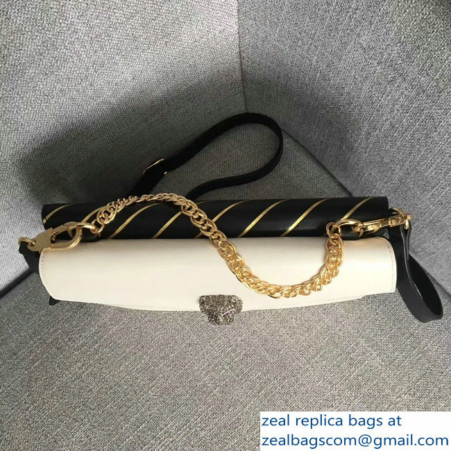 Gucci Double G And Feline Head With Crystals Medium Double Shoulder Bag 524822 White/Black 2018