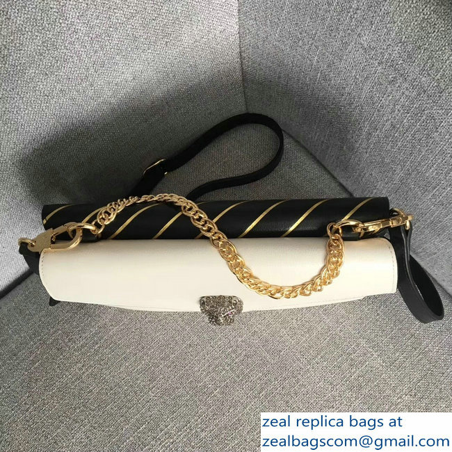 Gucci Double G And Feline Head With Crystals Medium Double Shoulder Bag 524822 White/Black 2018