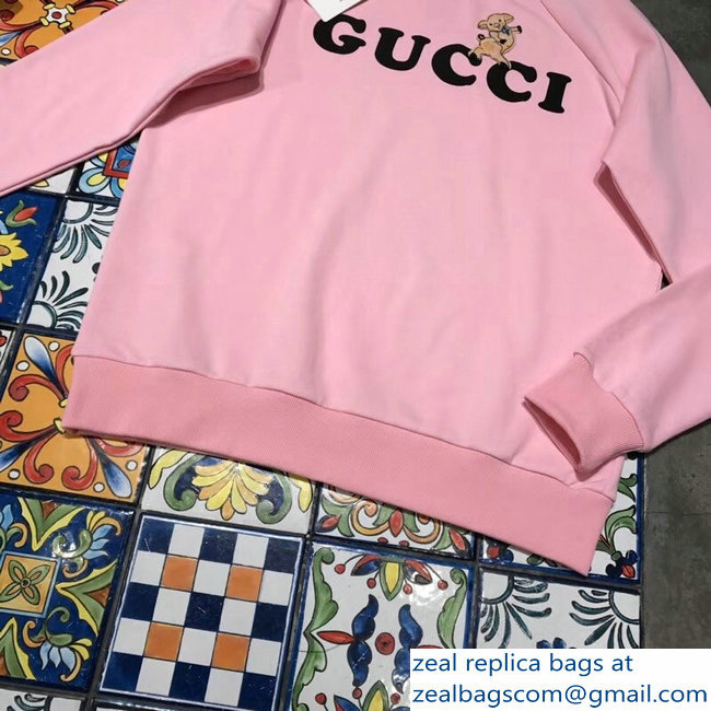 Gucci Embroidered Piglet Logo Pink Sweatshirt 2018