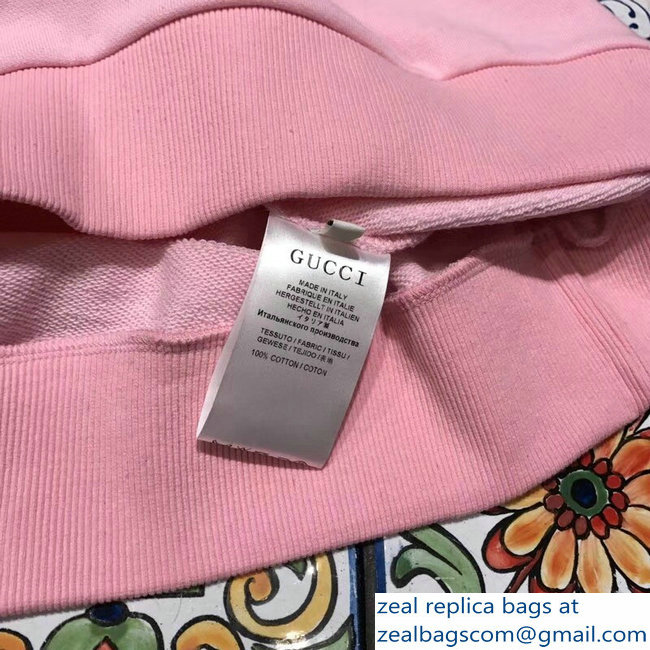 Gucci Embroidered Piglet Logo Pink Sweatshirt 2018