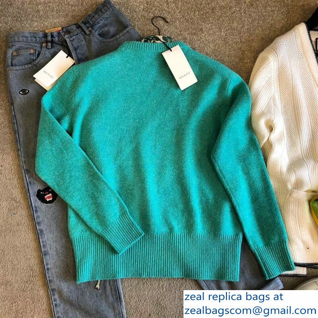Gucci Fawn Wool Sweater Turquoise 527212 2018