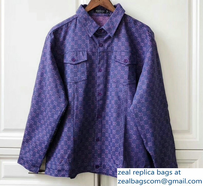 Gucci GG Denim Jacket Purple 2018 - Click Image to Close
