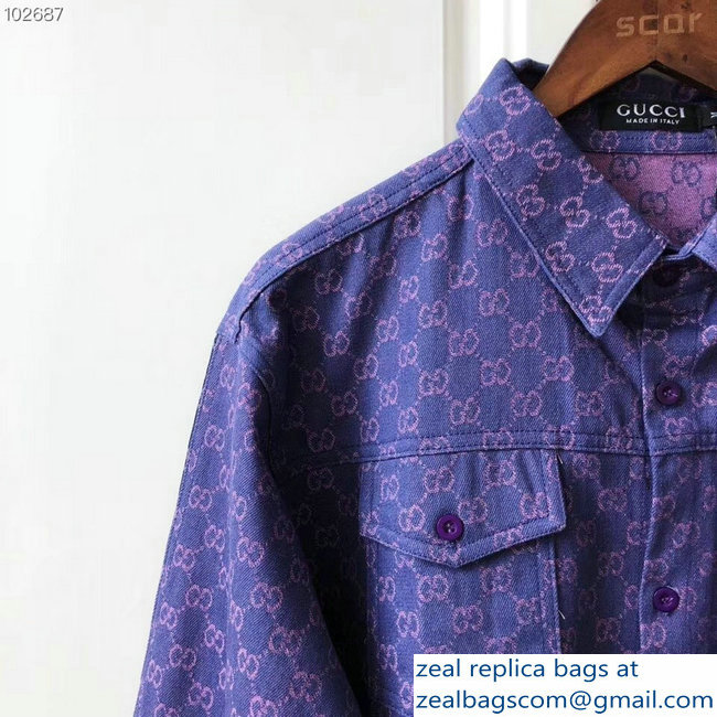 Gucci GG Denim Jacket Purple 2018 - Click Image to Close