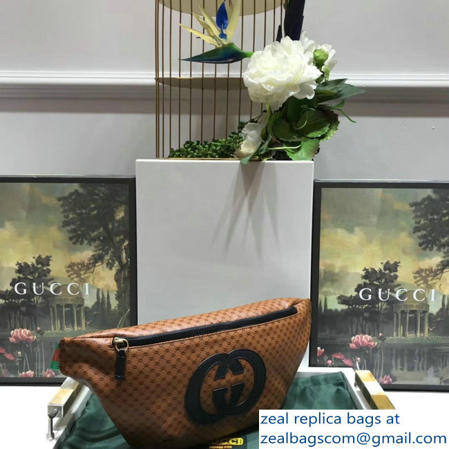 Gucci GG Leather Gucci-Dapper Dan Belt Bag 536416 Brown 2018 - Click Image to Close