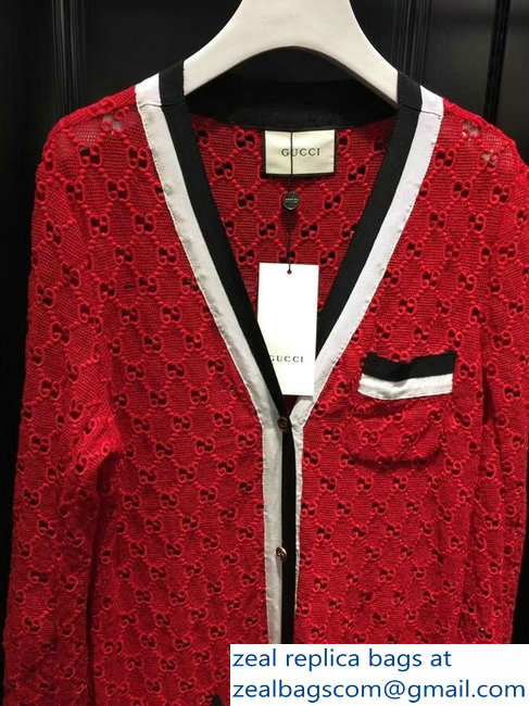 Gucci GG Long Cardigan Red 2018