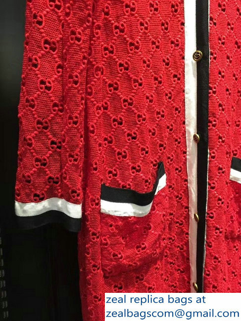 Gucci GG Long Cardigan Red 2018